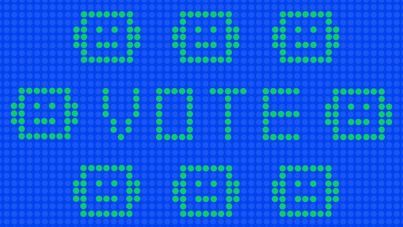 An illustration showing the word "VOTE" in the center, surrounded by small robot figures in green, against a dotted blue background.