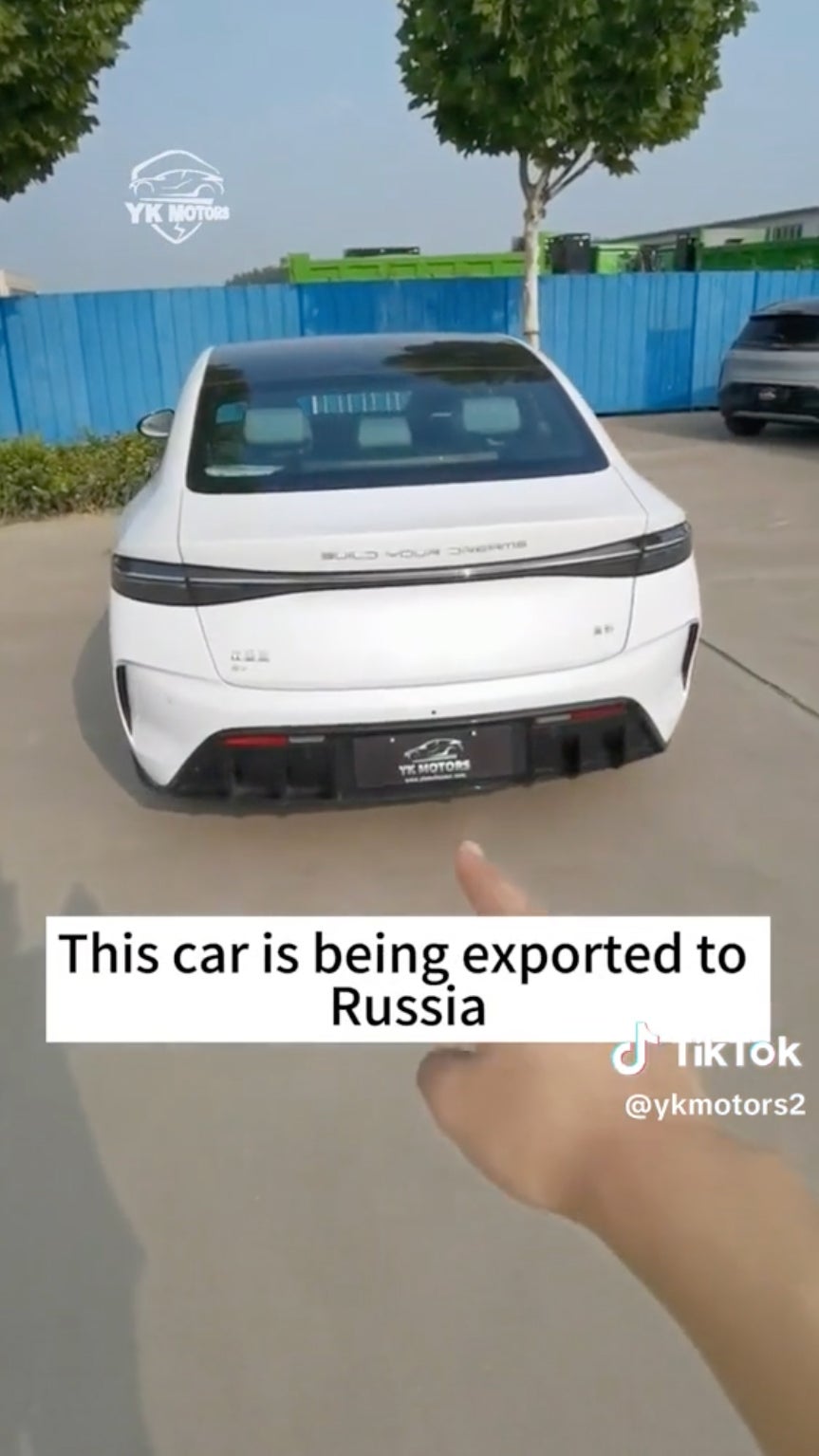 A screenshot from a TikTok video showing Chinese EVs.