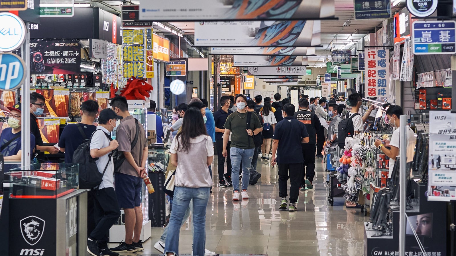 Inside of Guanghua Digital Market in Taipei, Taiwan.