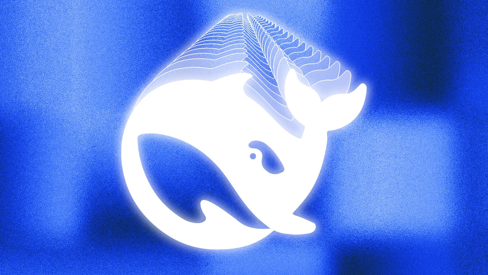A stylized white whale logo set against a gradient blue background, with wavy lines emerging from the whale's back, suggesting movement and fluidity.