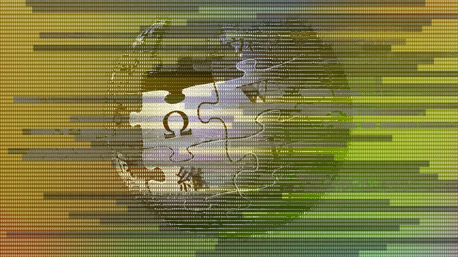 A globe made of puzzle pieces, featuring a symbol and text, suggesting a connection to information sharing or knowledge.
